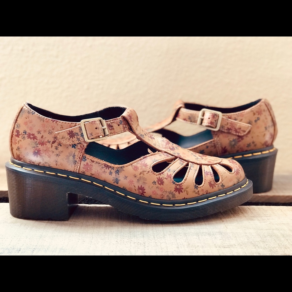 Dr. Martens Floral Leather Platform Mary Janes